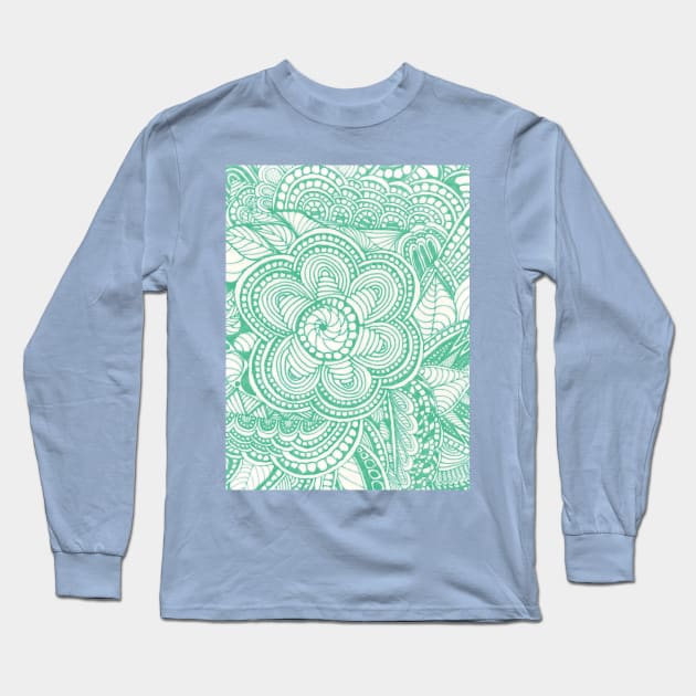 Aquamarine Floral Bouquet Long Sleeve T-Shirt by AmyMinori